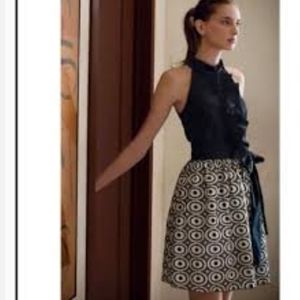 Weston Wear Anthropologie Halter A-line Black White Dress Size 8